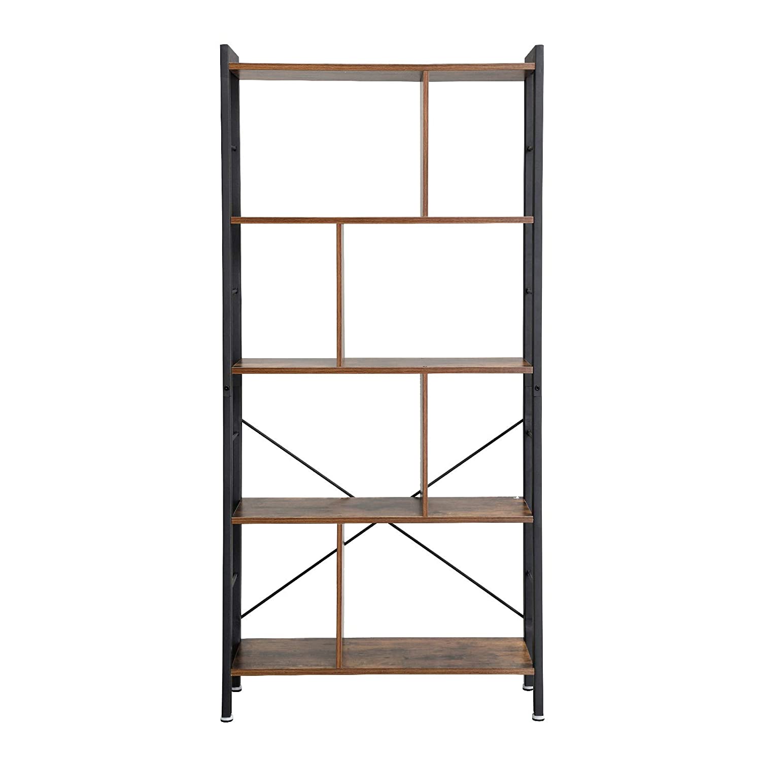 scaffale per libri 74x30x154cm rustico marrone legno metallo megamix.sk
