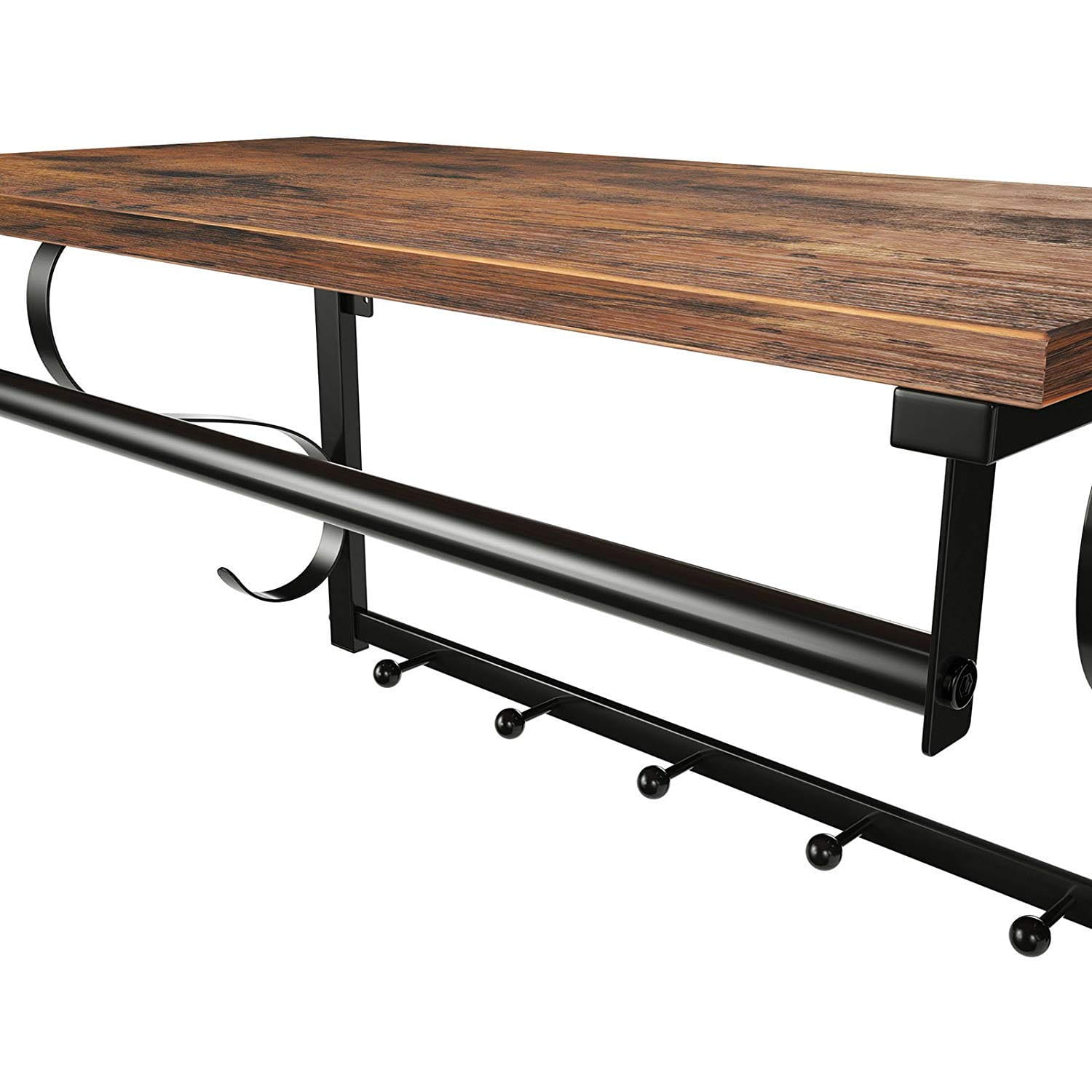 mensola con appendiabiti 60x30x31,7cm rustica marrone metallo nero megamix.sk