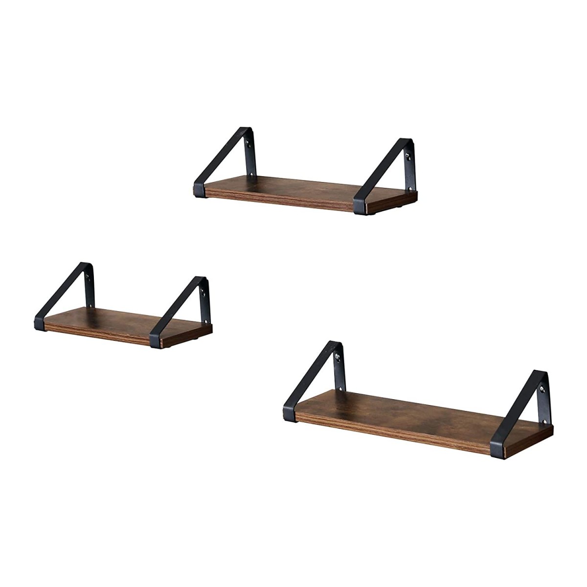 set di 3 mensole sospese legno marrone metallo megamix.sk