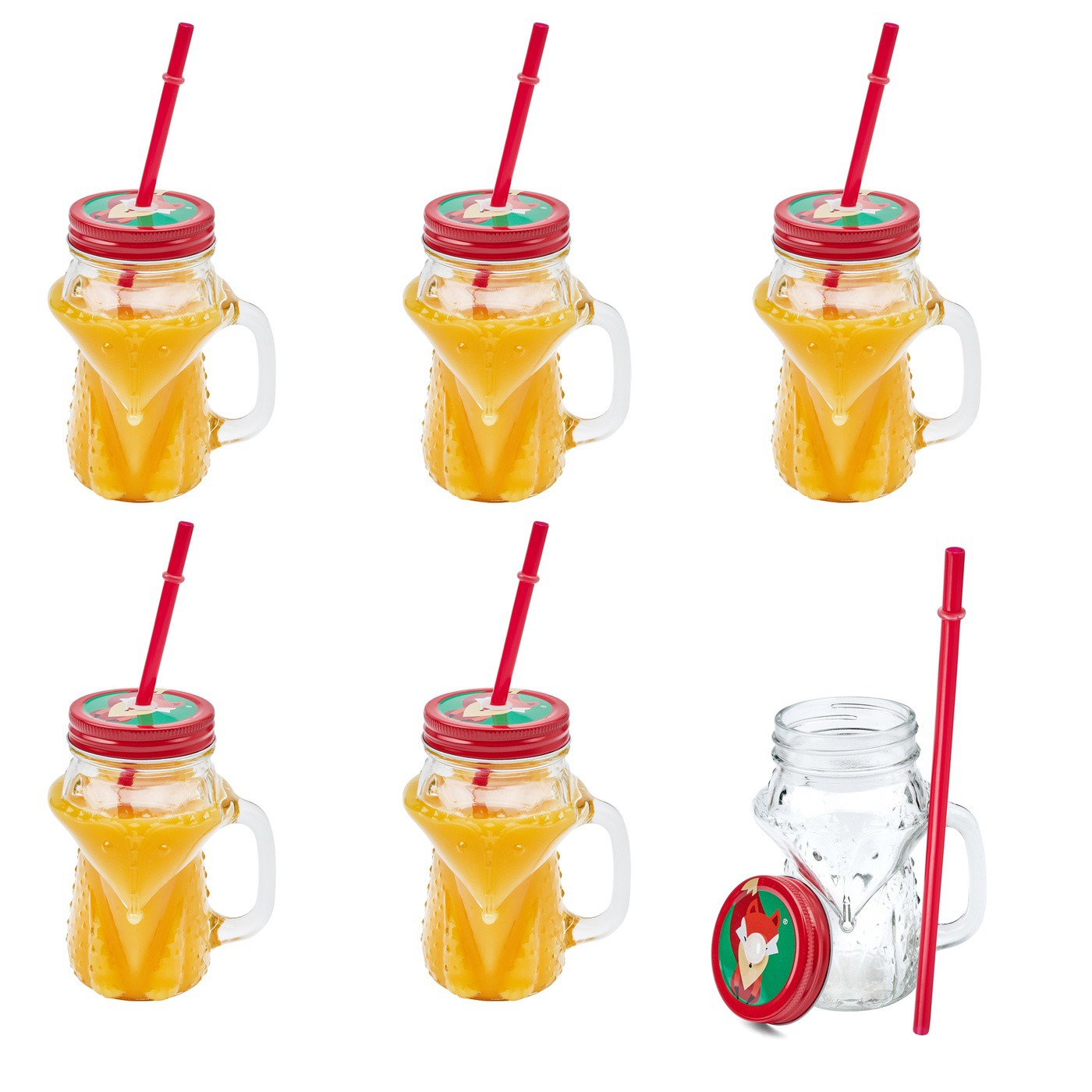 Set di bicchieri con cannucce e coperchi Fox 450 ml 6 pz megamix.sk