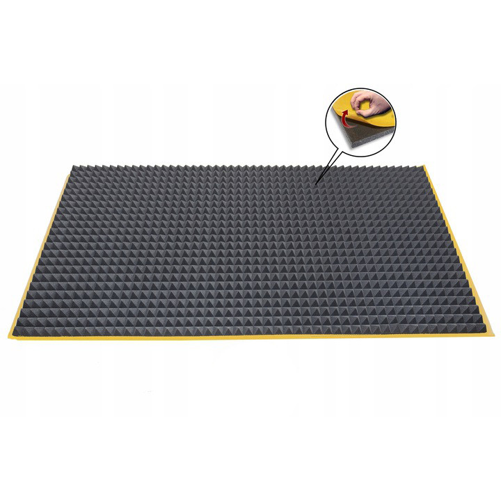 schiuma acustica autoadesiva fonoassorbente PIRAMIDE 60mm 200x100cm ignifuga megamix.sk