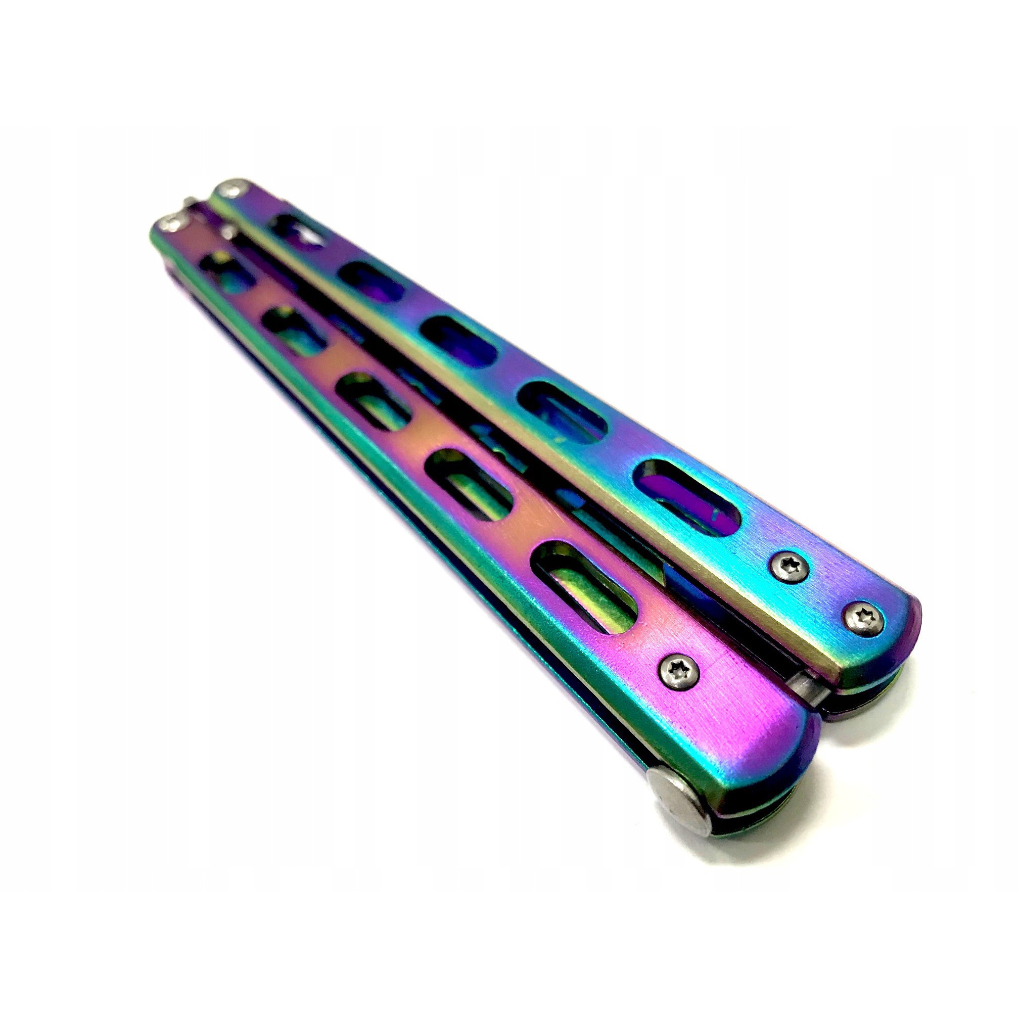 Coltello pieghevole butterfly in acciaio 23,5x2cm colorato megamix.sk
