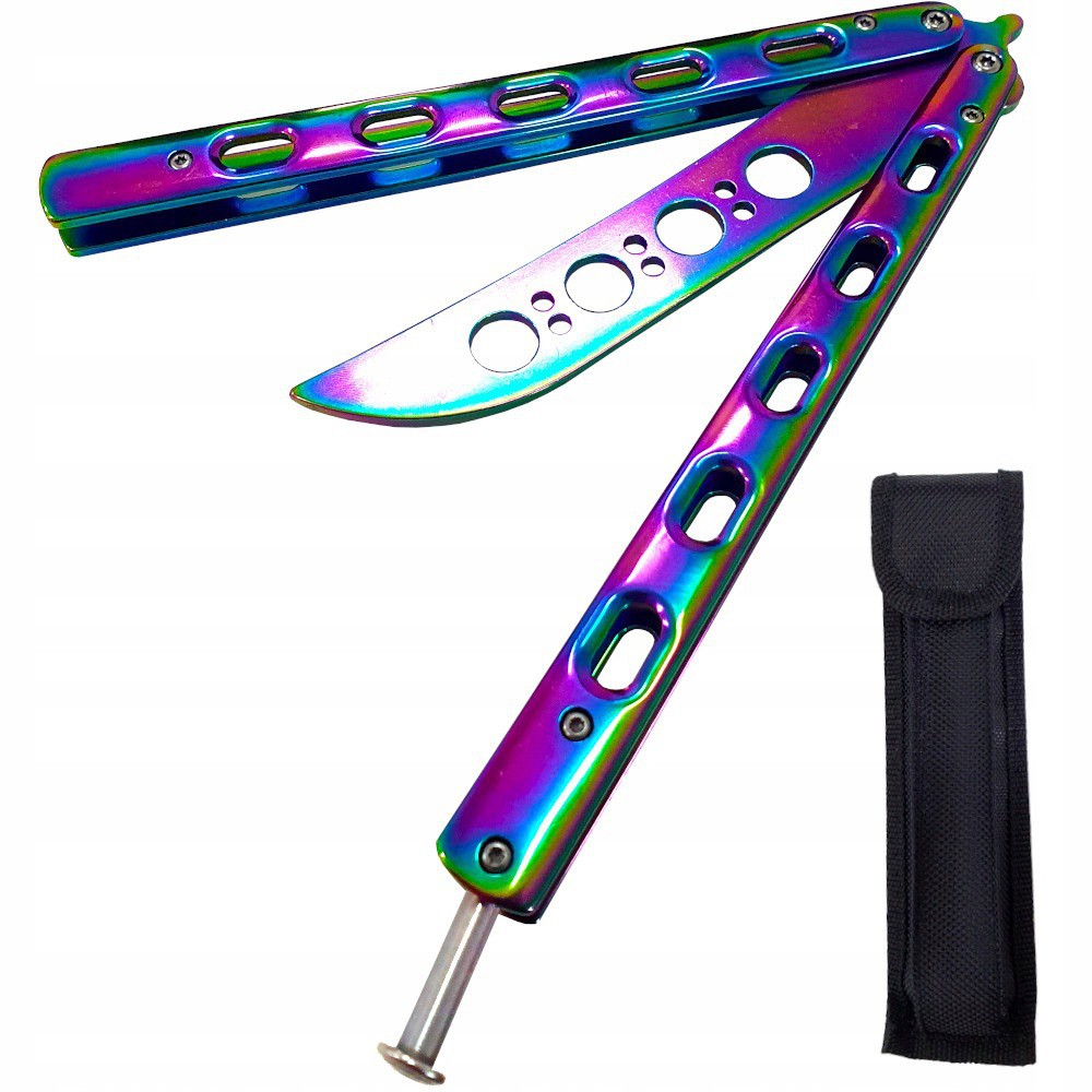 Coltello pieghevole butterfly in acciaio 23,5x2cm colorato megamix.sk