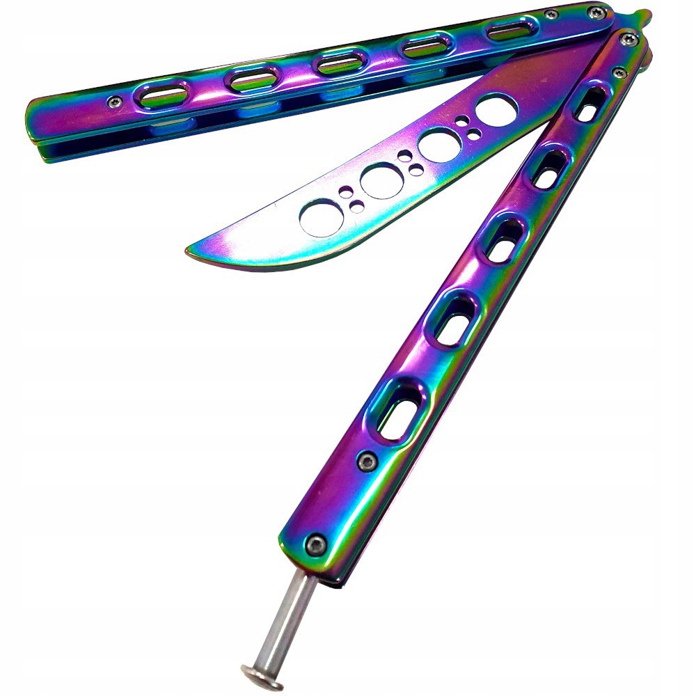 Coltello pieghevole butterfly in acciaio 23,5x2cm colorato megamix.sk