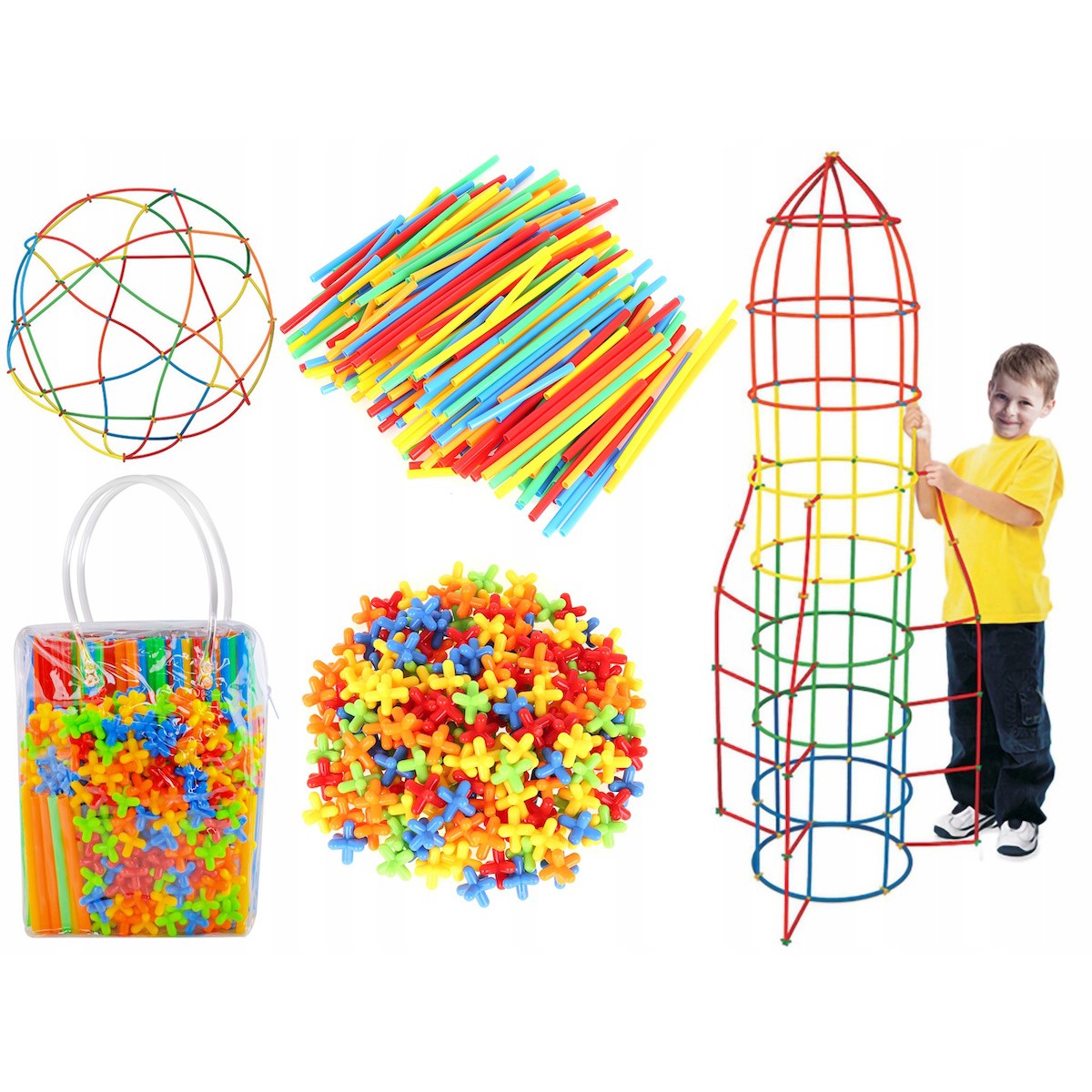 Costruzioni per bambini cannucce connettori 408 pezzi megamix.sk