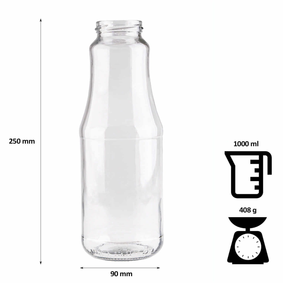 Bottiglia di vetro 1000ml 24cm SOK megamix.sk