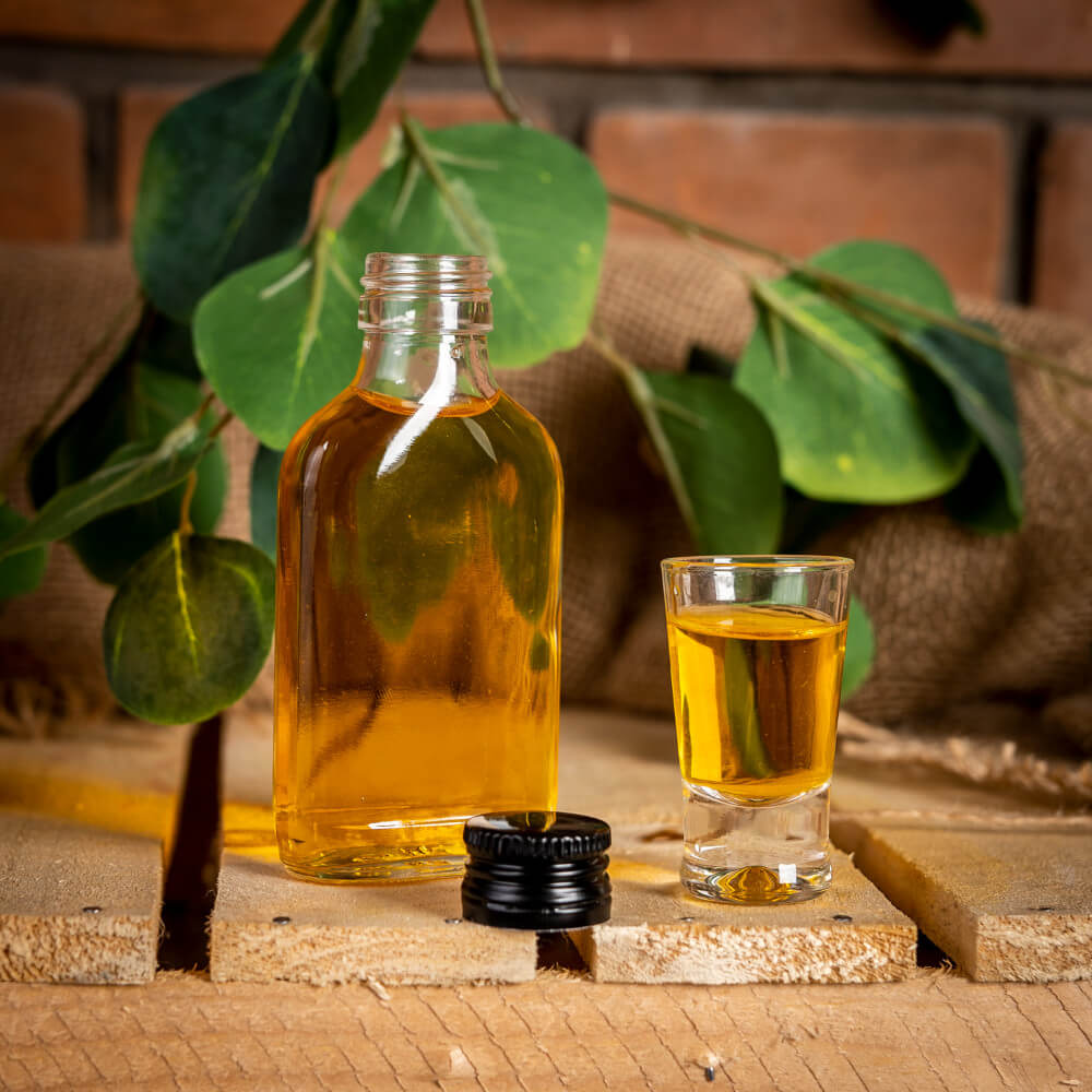 Bottiglia di vetro 100ml 12cm piatta megamix.sk