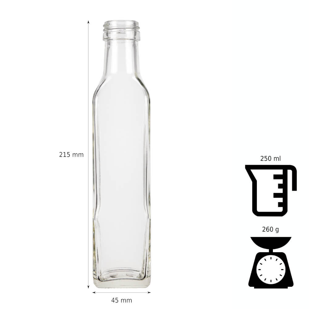 Bottiglia di vetro 250ml 21cm MARASCA megamix.sk