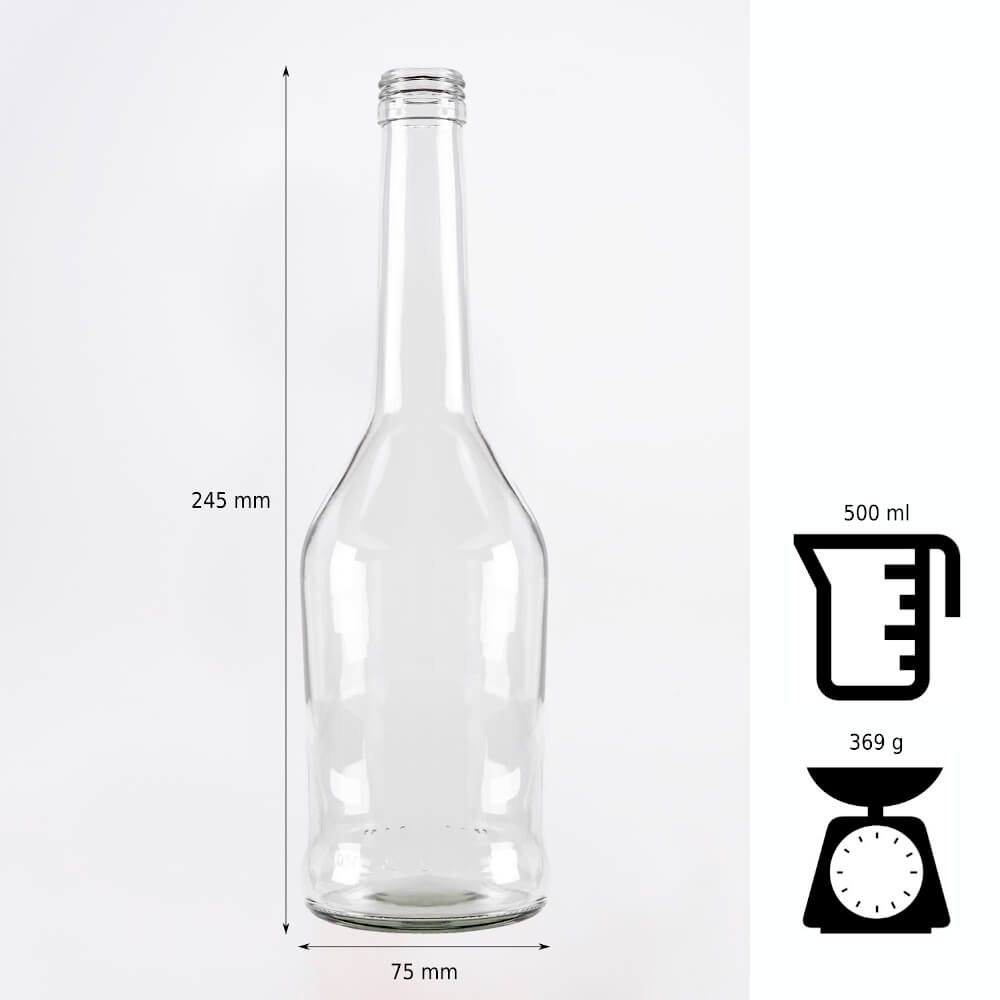 Bottiglia di vetro 500ml 24cm NAPOLEONE megamix.sk