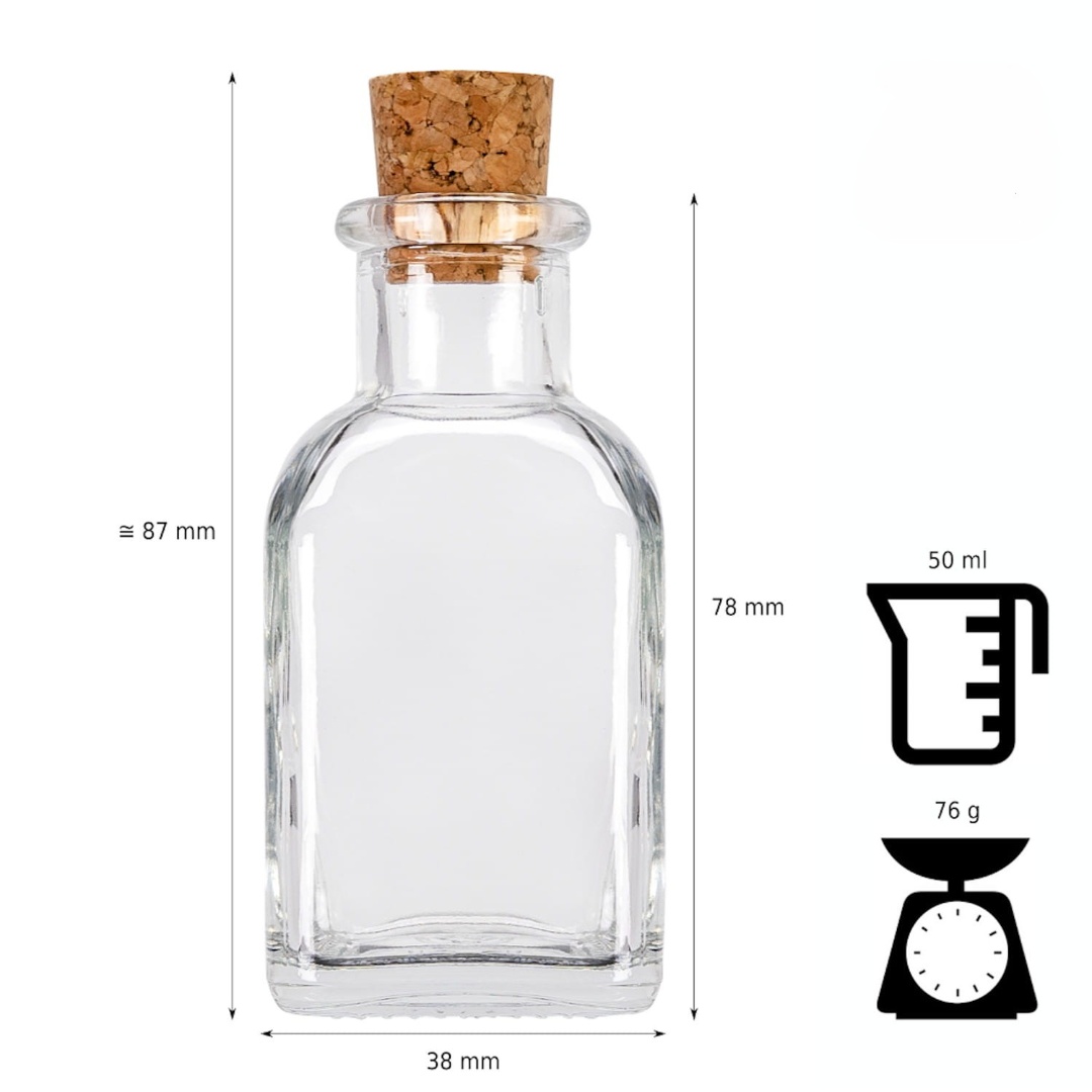 Bottiglia di vetro 50ml 8cm QUADRA megamix.sk