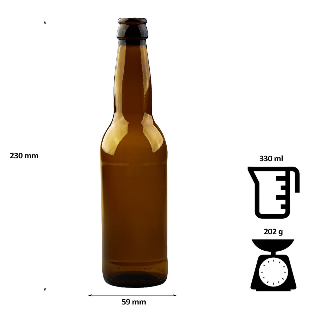 Bottiglia di vetro per birra 330ml 23cm marrone megamix.sk