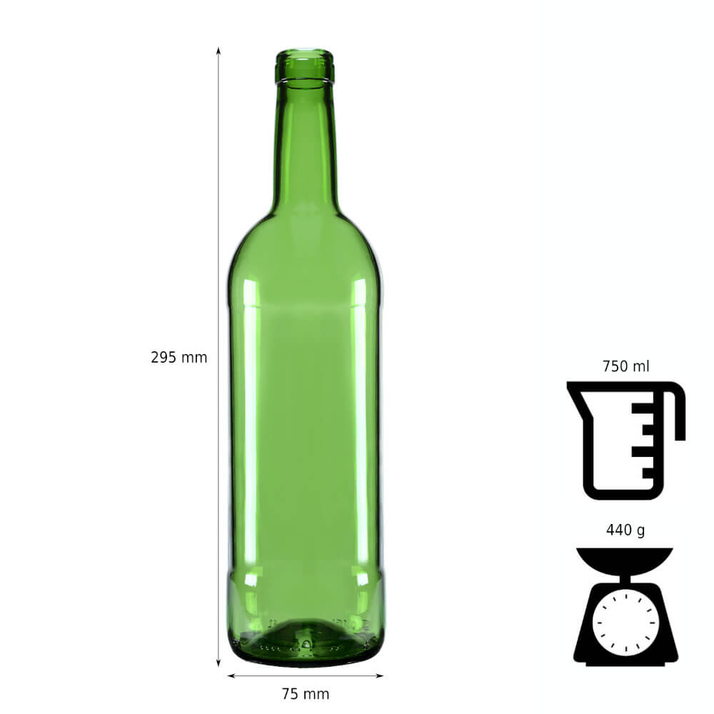 Bottiglia di vetro per vino 750ml 29cm verde megamix.sk