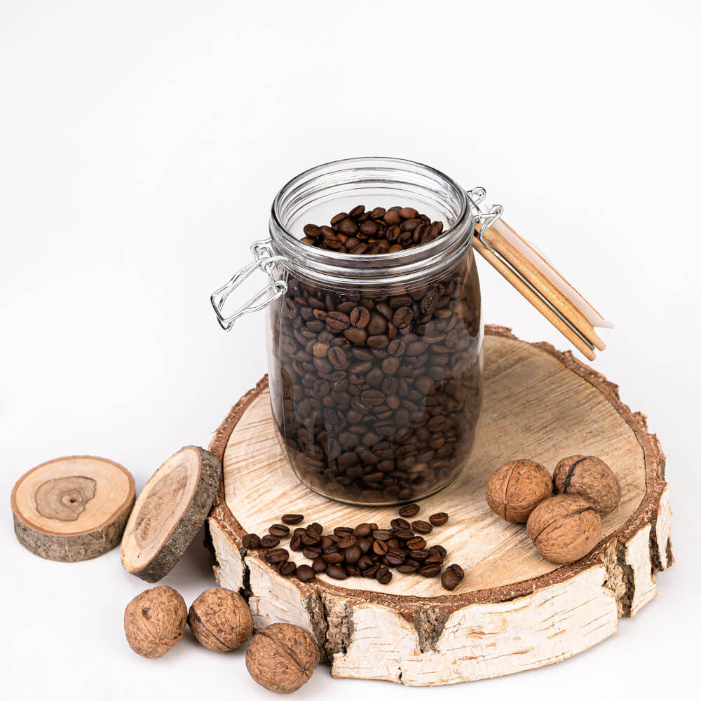 Contenitore in vetro barattolo 1000ml 16cm con coperchio in legno con guarnizione megamix.sk