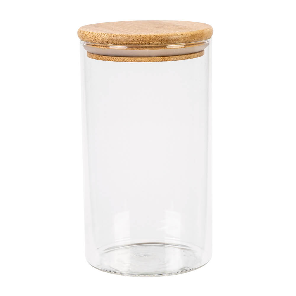 Contenitore di vetro barattolo 1000ml 17cm con coperchio sigillante in legno megamix.sk