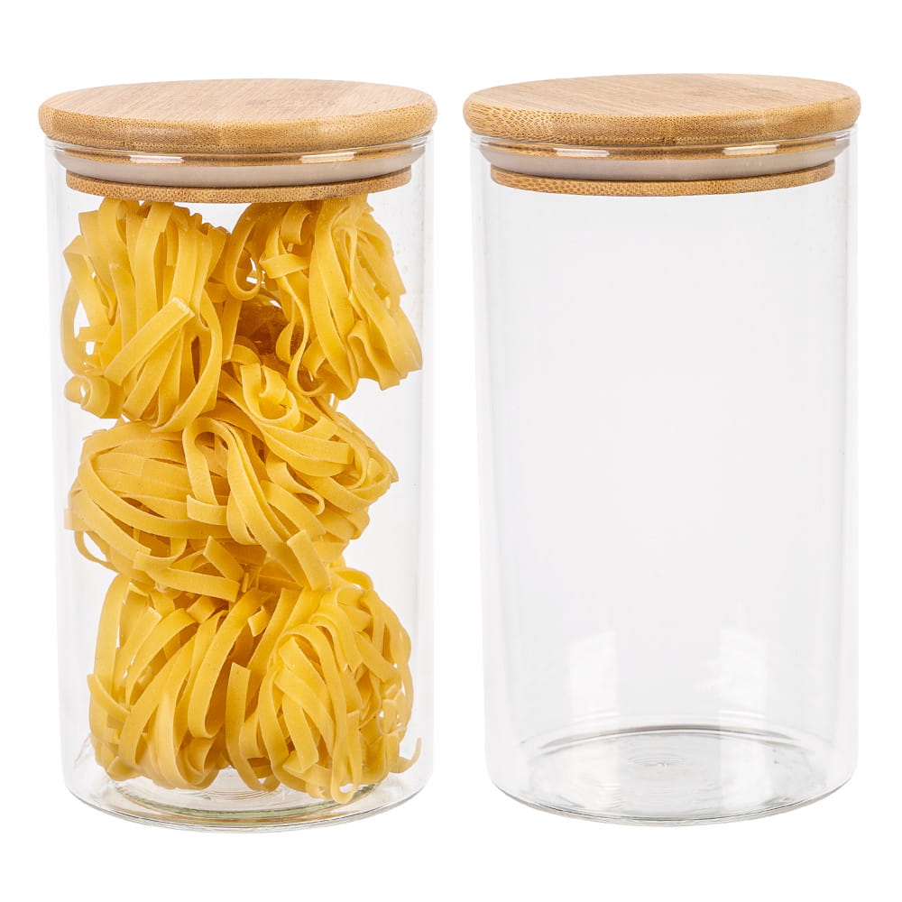 Contenitore di vetro barattolo 1000ml 17cm con coperchio sigillante in legno megamix.sk