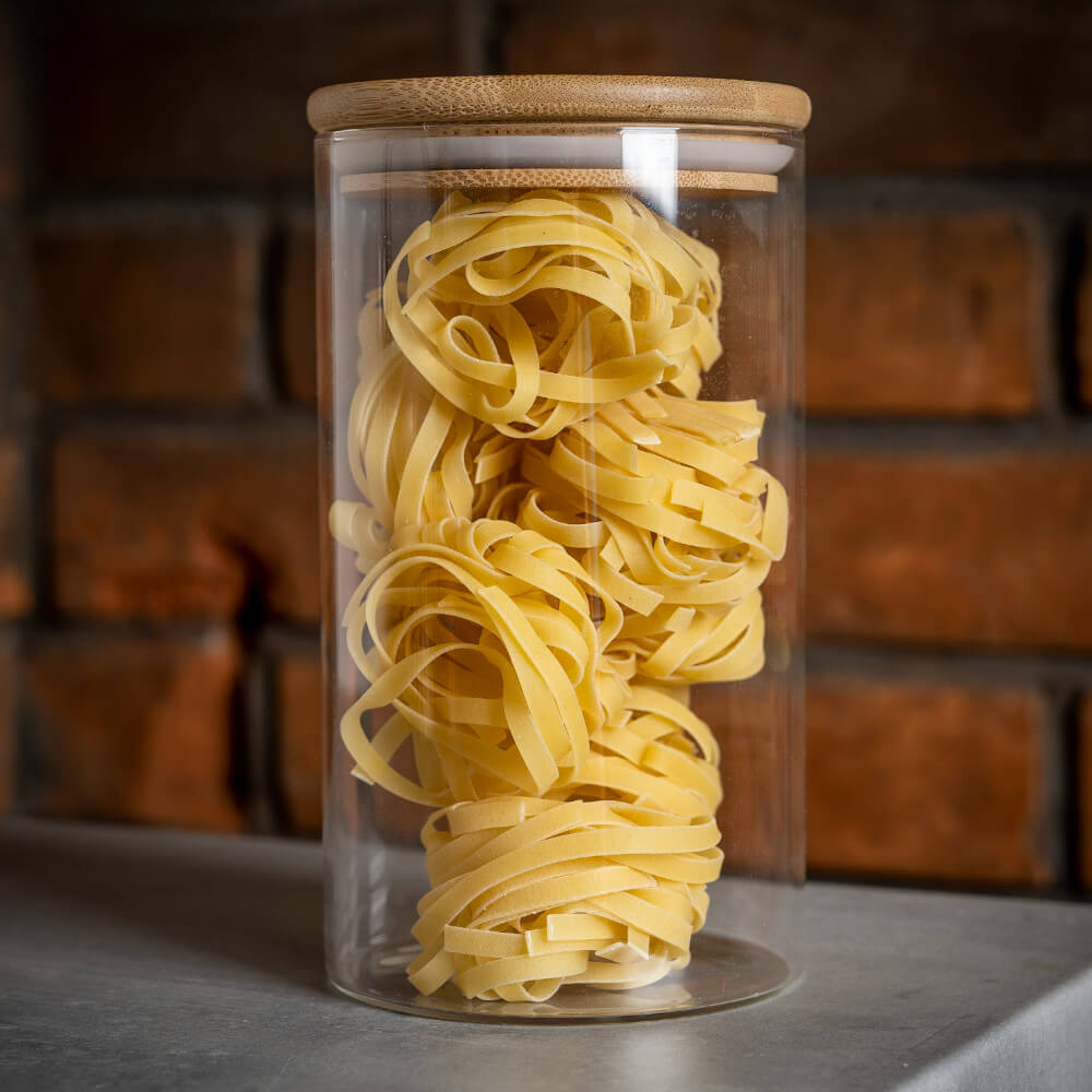 Contenitore di vetro barattolo 1000ml 17cm con coperchio sigillante in legno megamix.sk