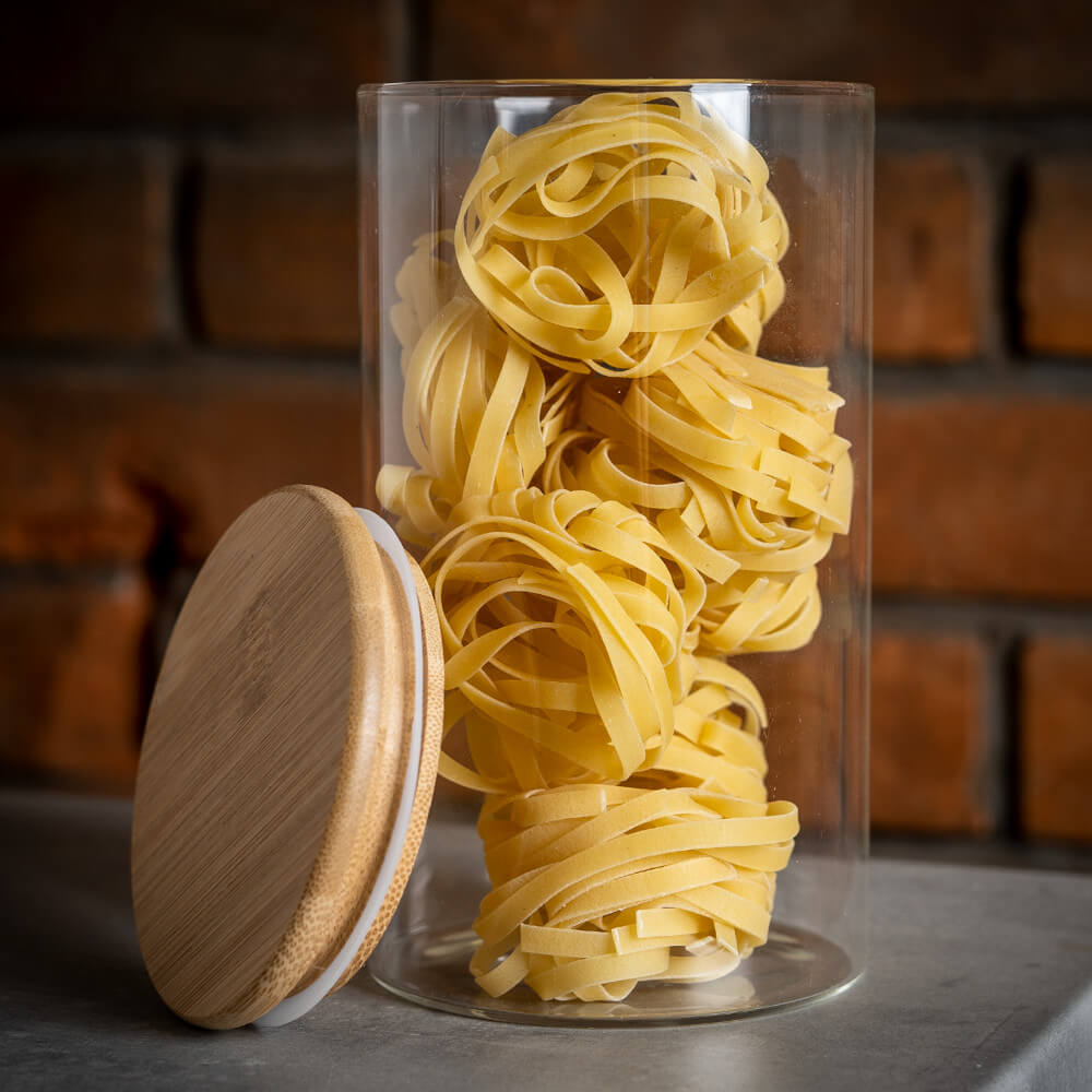 Contenitore di vetro barattolo 1000ml 17cm con coperchio sigillante in legno megamix.sk