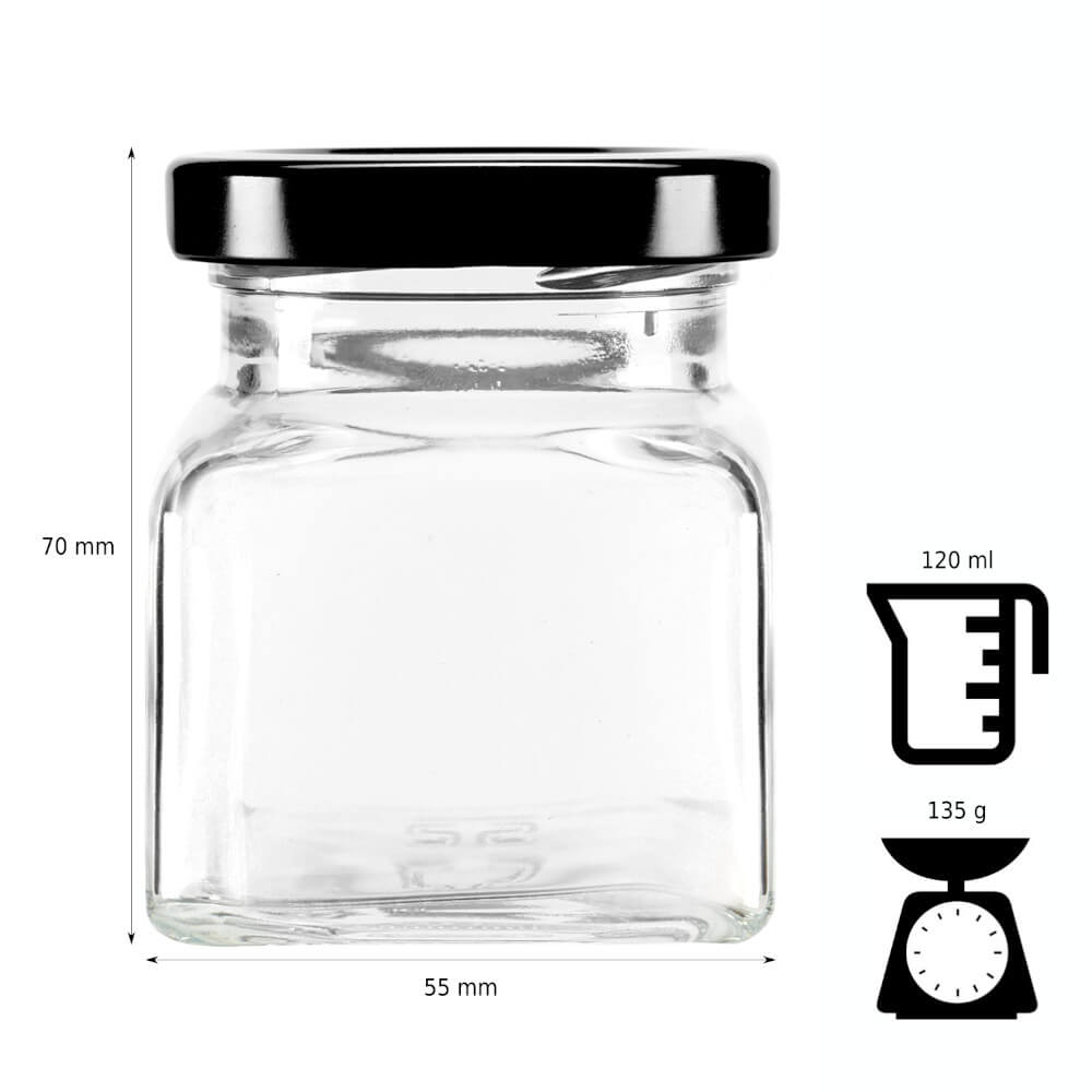 Contenitore di vetro barattolo 120ml 7cm con coperchio megamix.sk