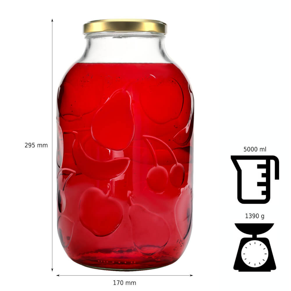 Contenitore di vetro barattolo 5000ml 17cm con coperchio megamix.sk