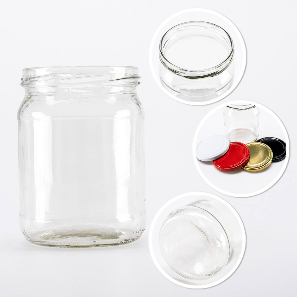 Contenitore di vetro barattolo 520ml 11cm con coperchio megamix.sk