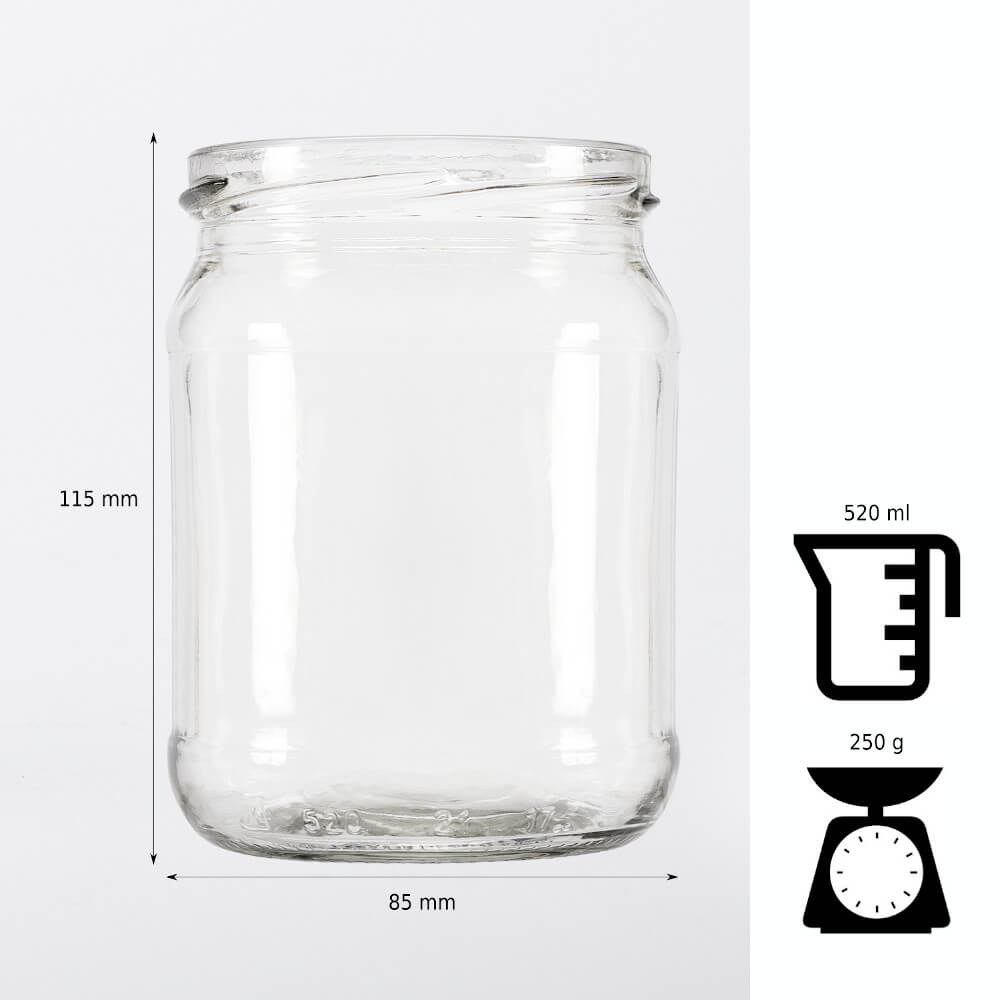 Contenitore di vetro barattolo 520ml 11cm con coperchio megamix.sk