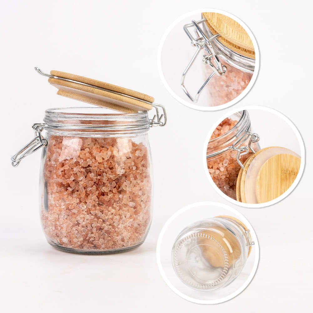 Contenitore di vetro barattolo 700ml 14cm con coperchio di tenuta in legno megamix.sk