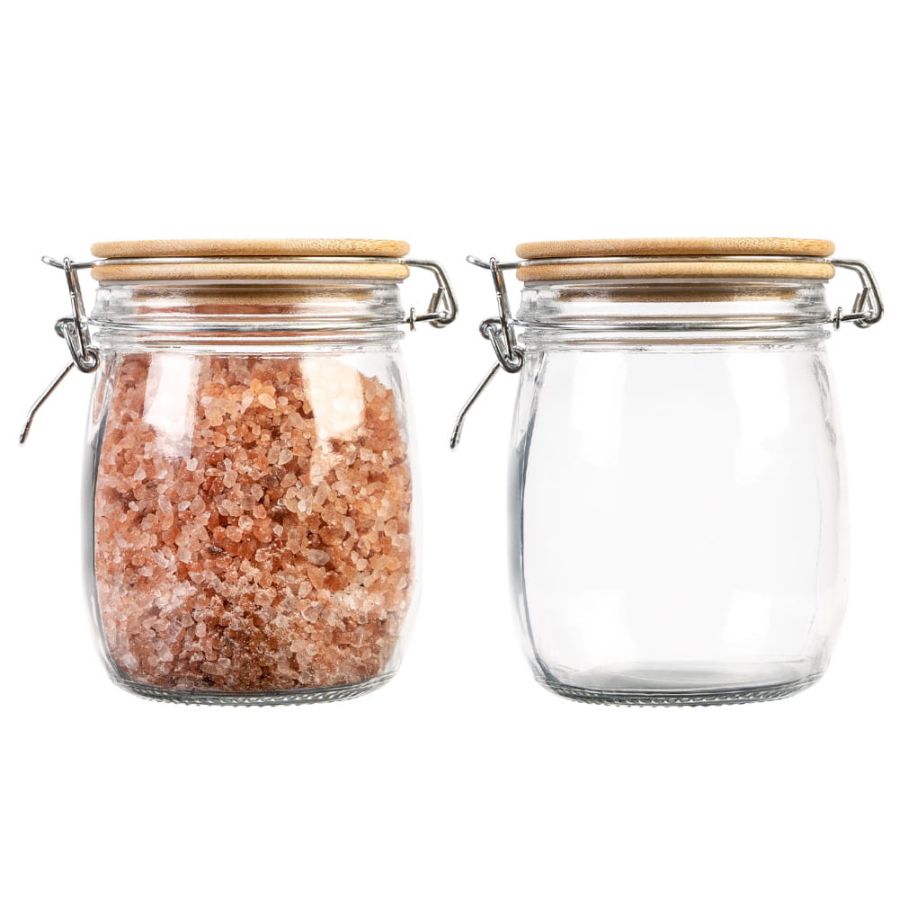 Contenitore di vetro barattolo 700ml 14cm con coperchio di tenuta in legno megamix.sk