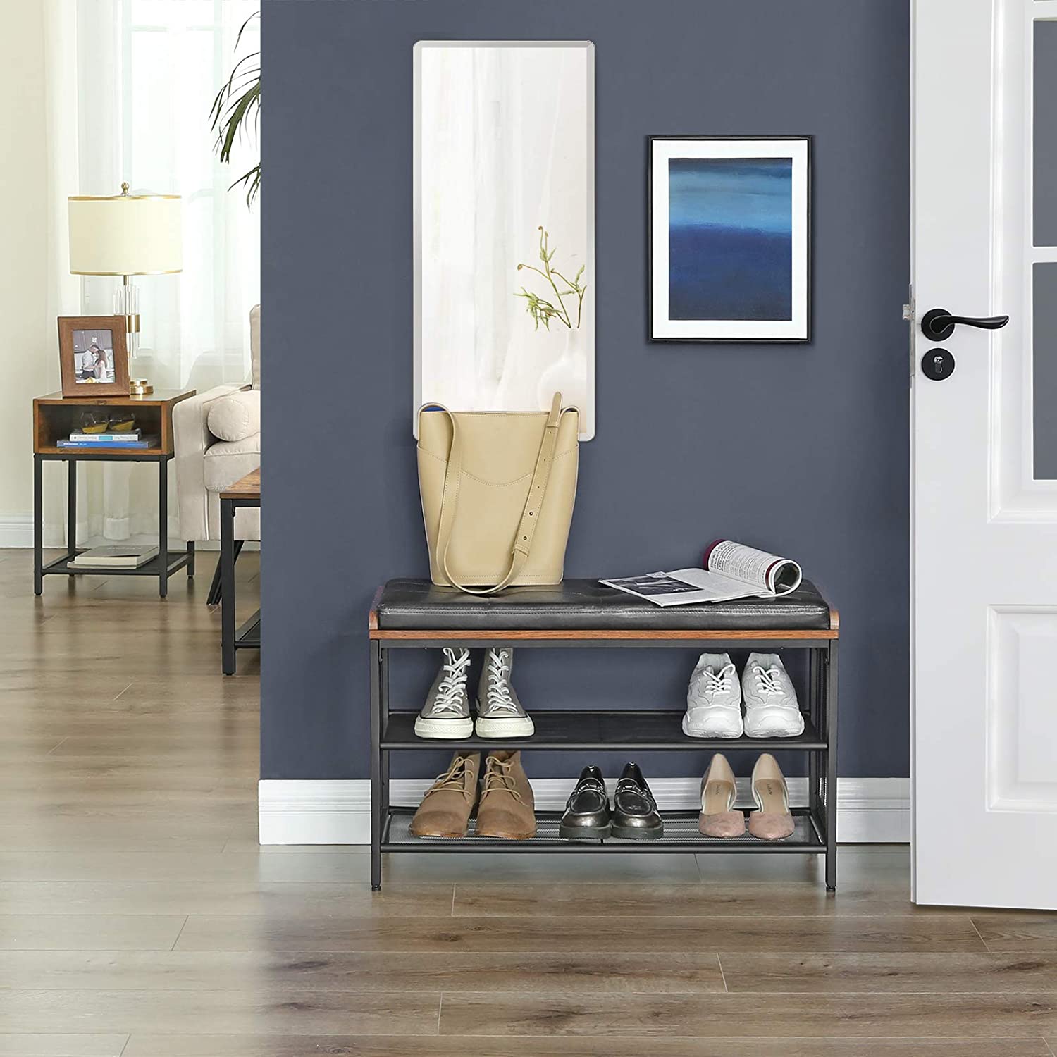scarpiera con seduta 80x30x48cm metallo legno ecopelle megamix.sk