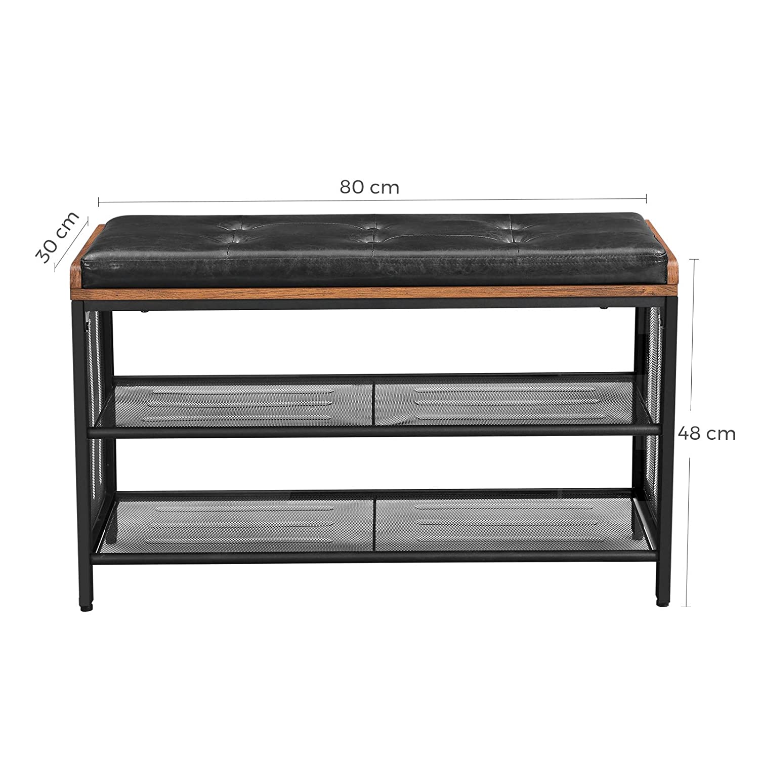 scarpiera con seduta 80x30x48cm metallo legno ecopelle megamix.sk