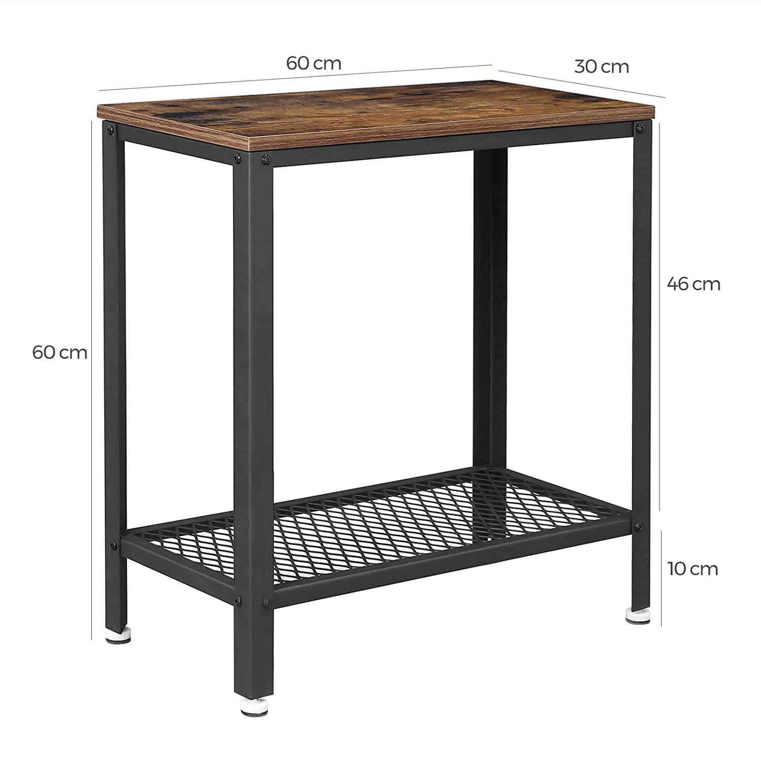 tavolino 60x30x60cm con ripiano legno marrone metallo megamix.sk