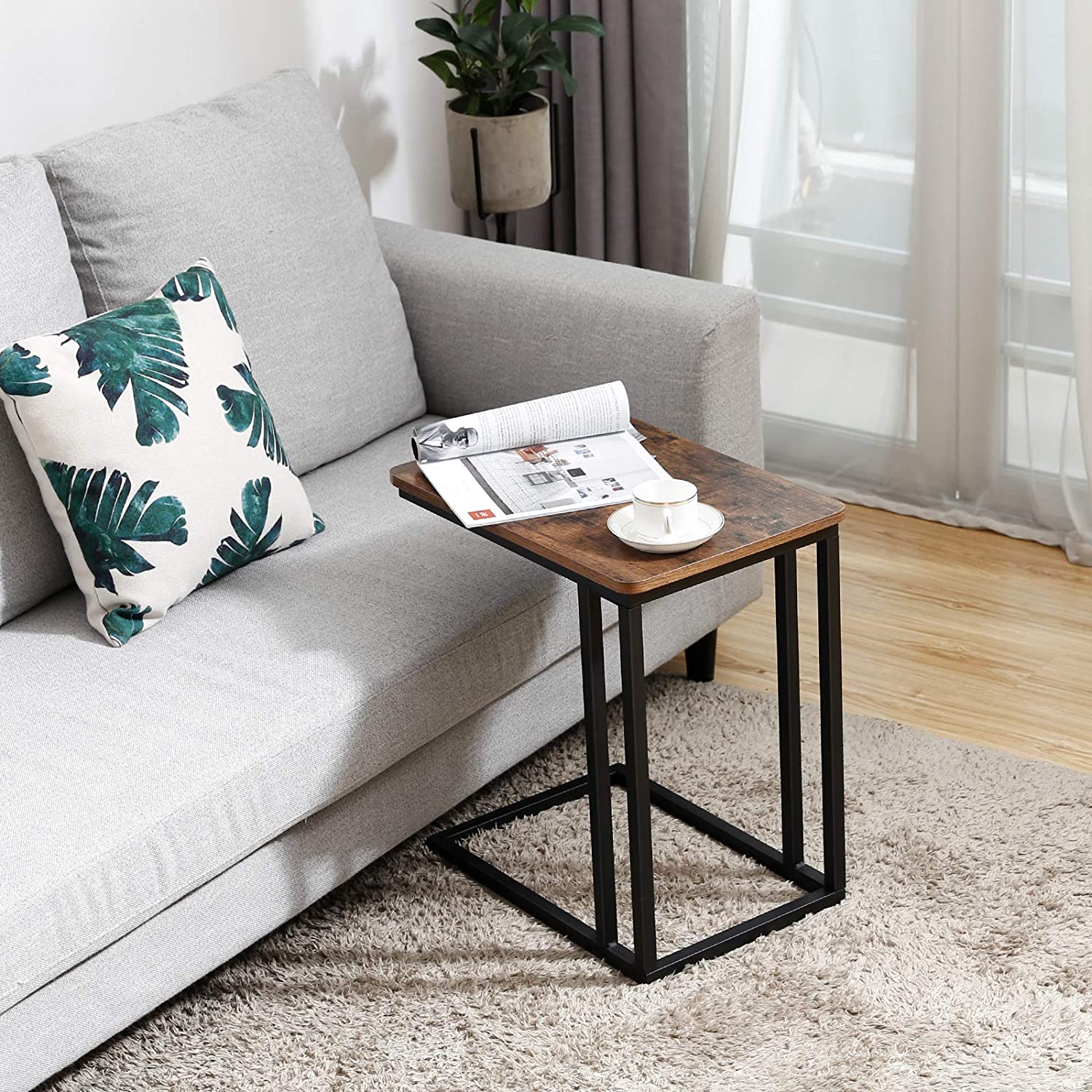 tavolino su ruote 50x35x61cm rustico marrone legno metallo megamix.sk