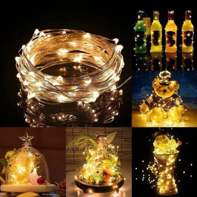 filo luminoso 50 pezzi LED bianco caldo 5m a batterie AA megamix.sk