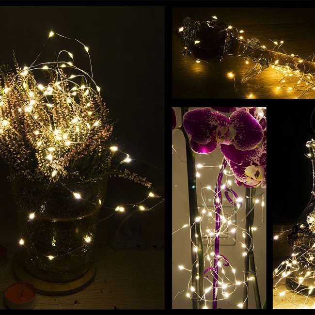 filo luminoso 50 pezzi LED bianco caldo 5m a batterie AA megamix.sk