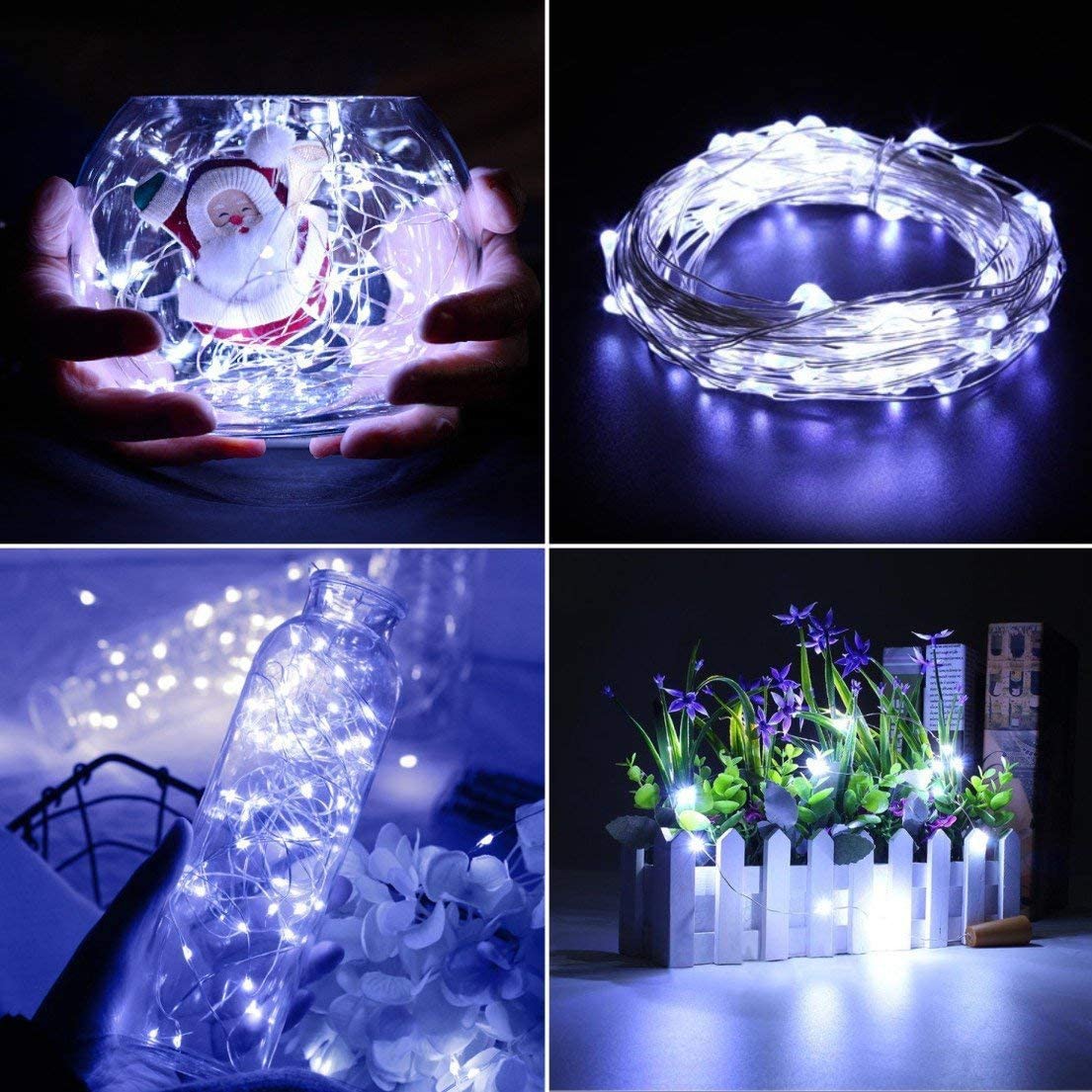 Filo luminoso con 20 lampadine LED a batteria luce bianca fredda megamix.sk