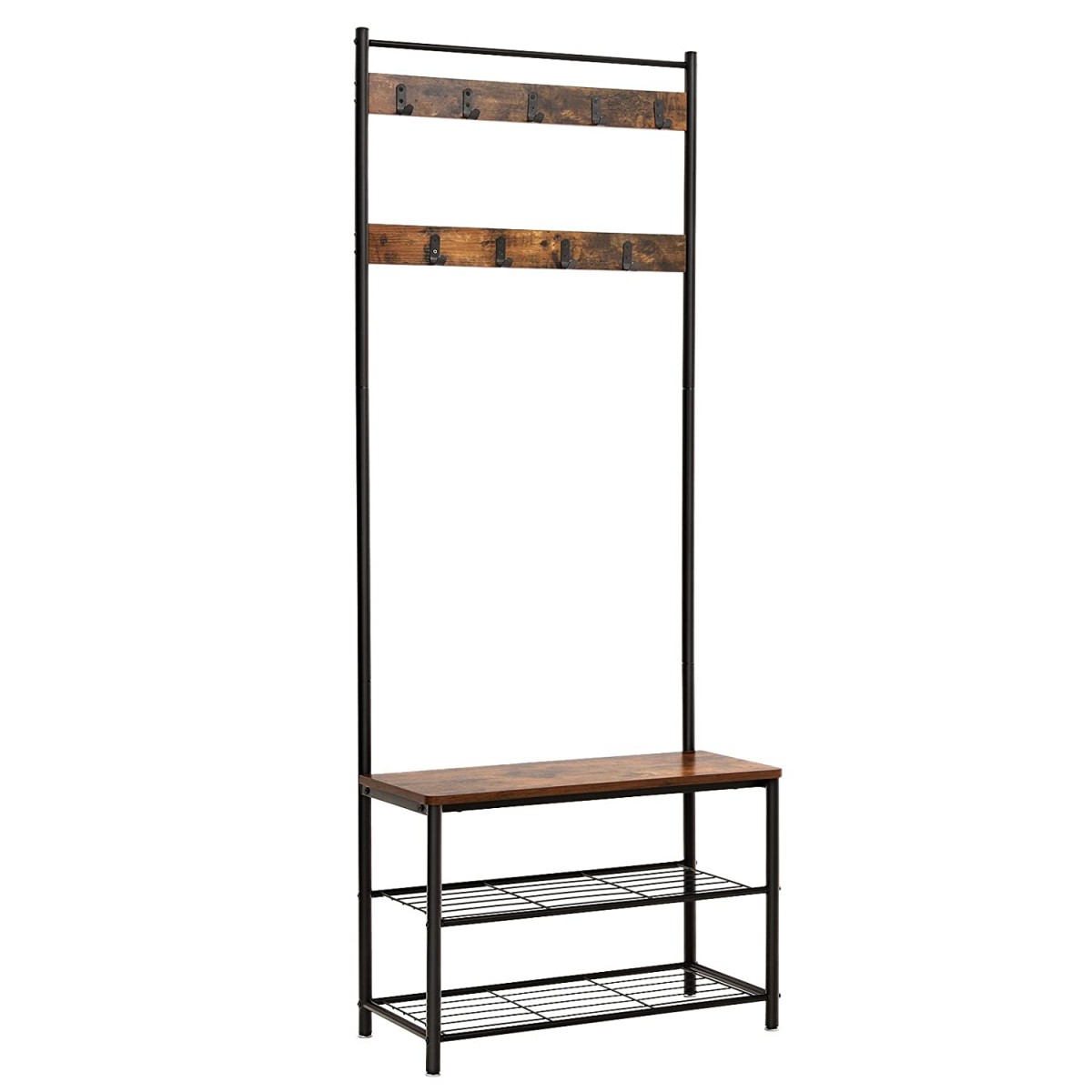 appendiabiti con seduta 70x32x175cm legno, metallo marrone megamix.sk