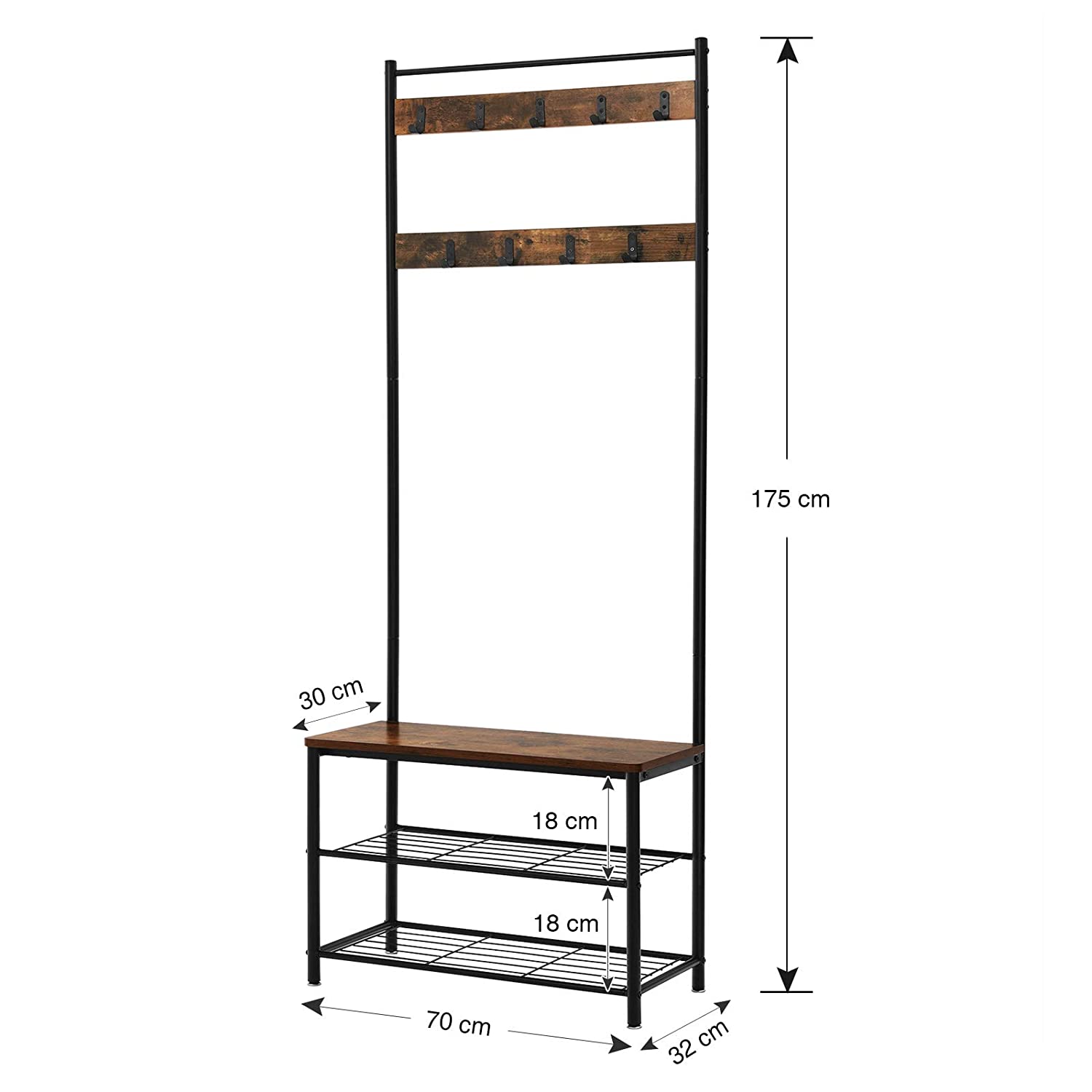 appendiabiti con seduta 70x32x175cm legno, metallo marrone megamix.sk