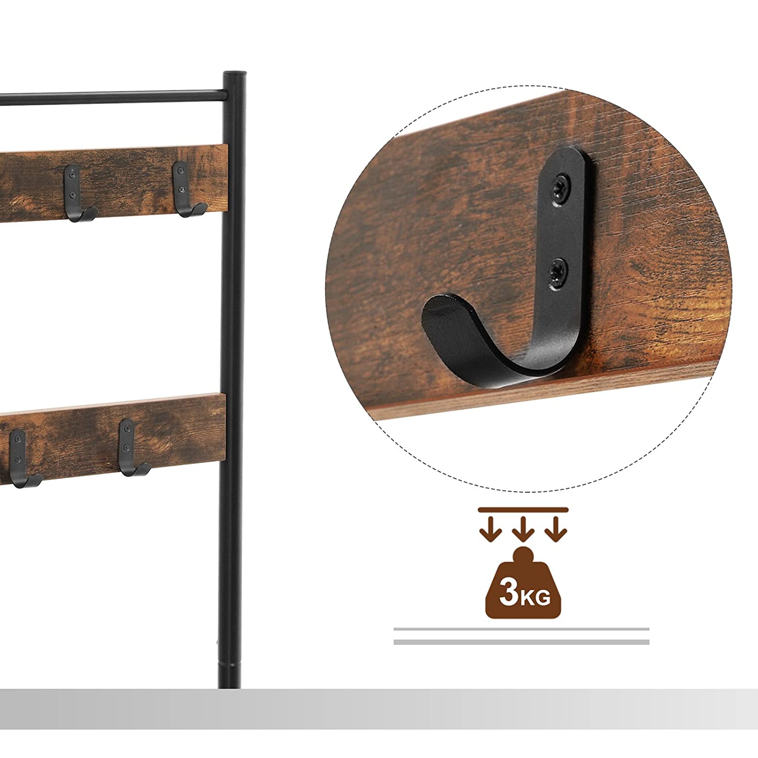 appendiabiti con seduta 70x32x175cm legno, metallo marrone megamix.sk
