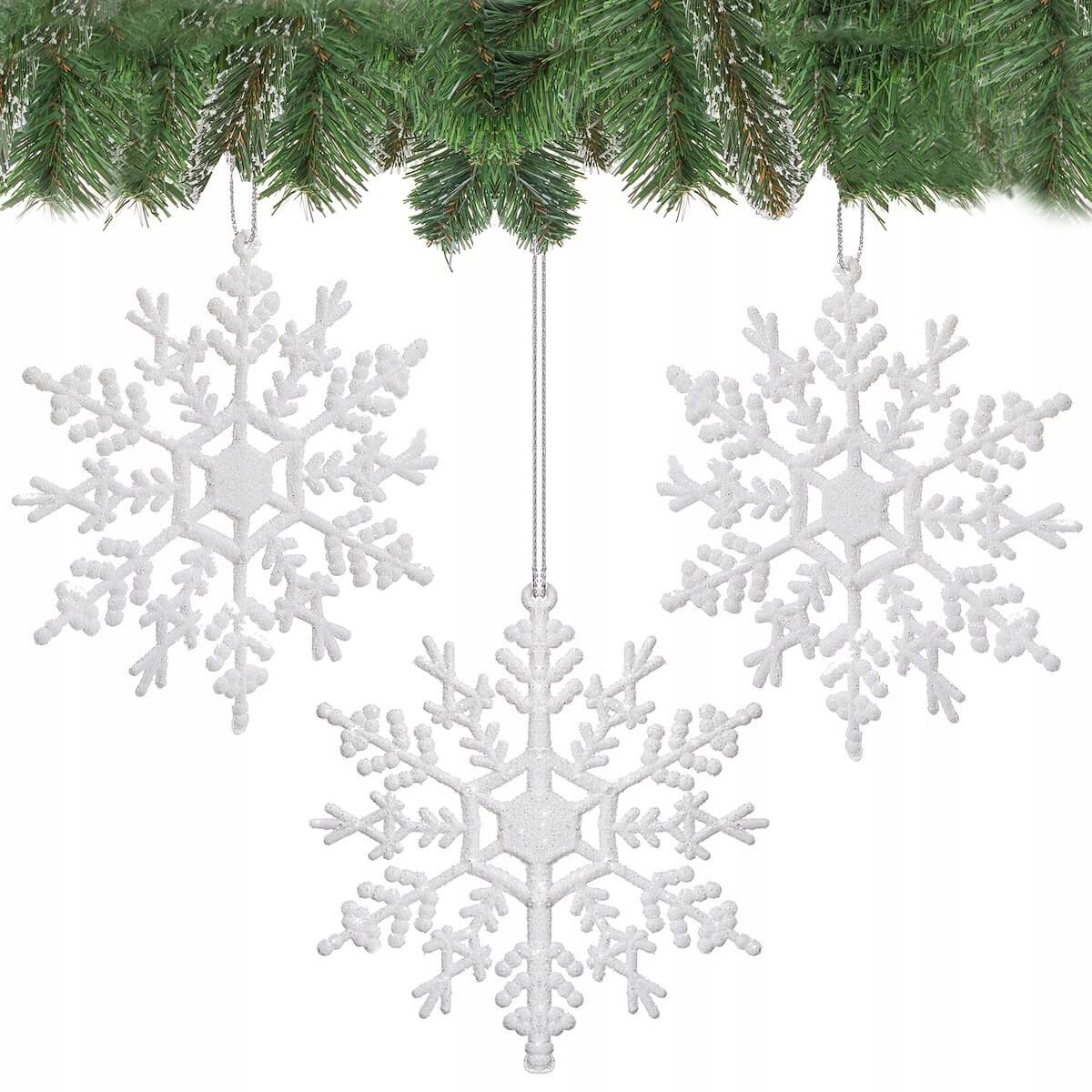 Addobbo natalizio per albero fiocco di neve 12cm 3pz megamix.sk