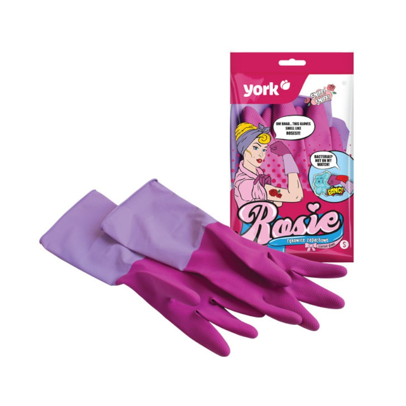 Guanti di gomma profumati York Rosie taglia S