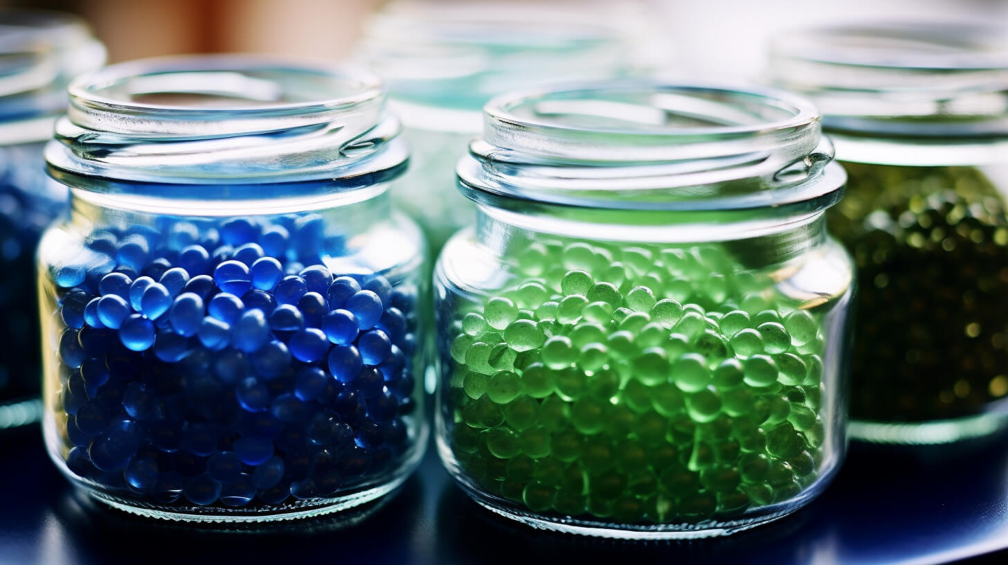 Hydrogélové vodné korálky v nádobe Perline d'acqua di idrogel in contenitore