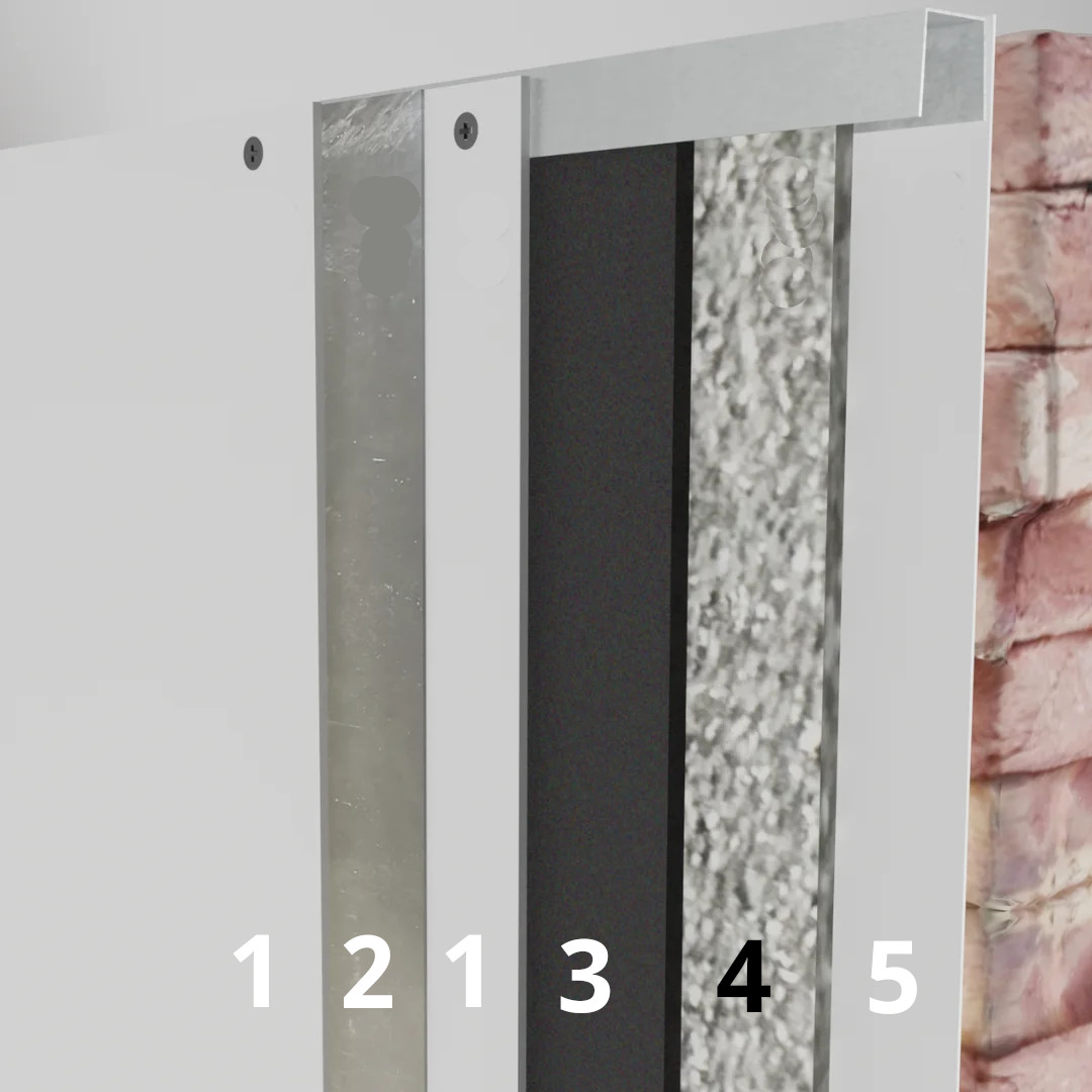 Schema degli strati di isolamento acustico della parete